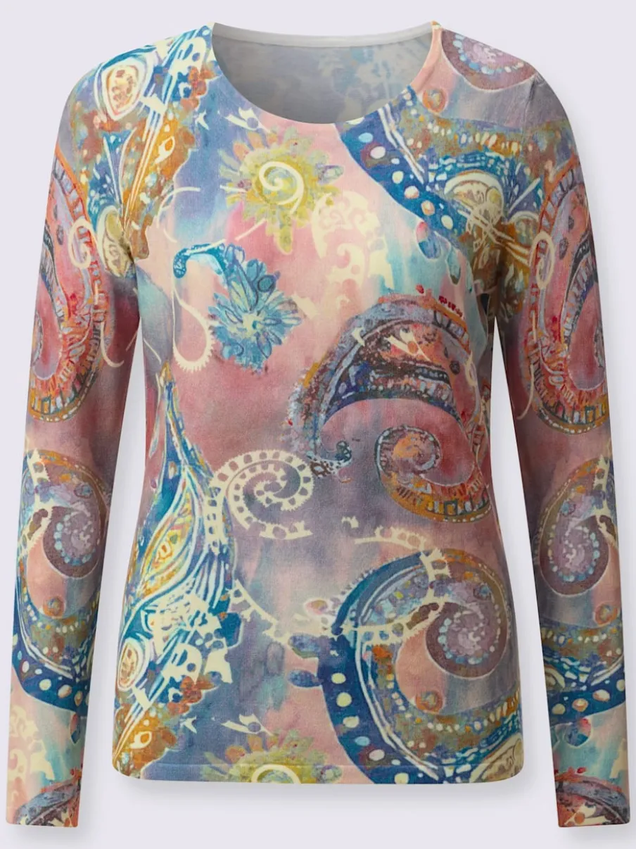 Pull en tricot fin à imprimé paisley couleur éclatante