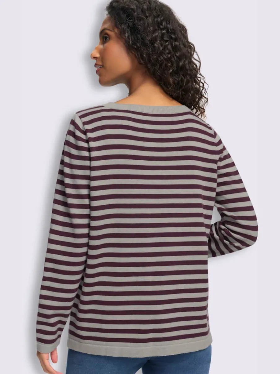Pull en tricot fin motif à rayures tendance