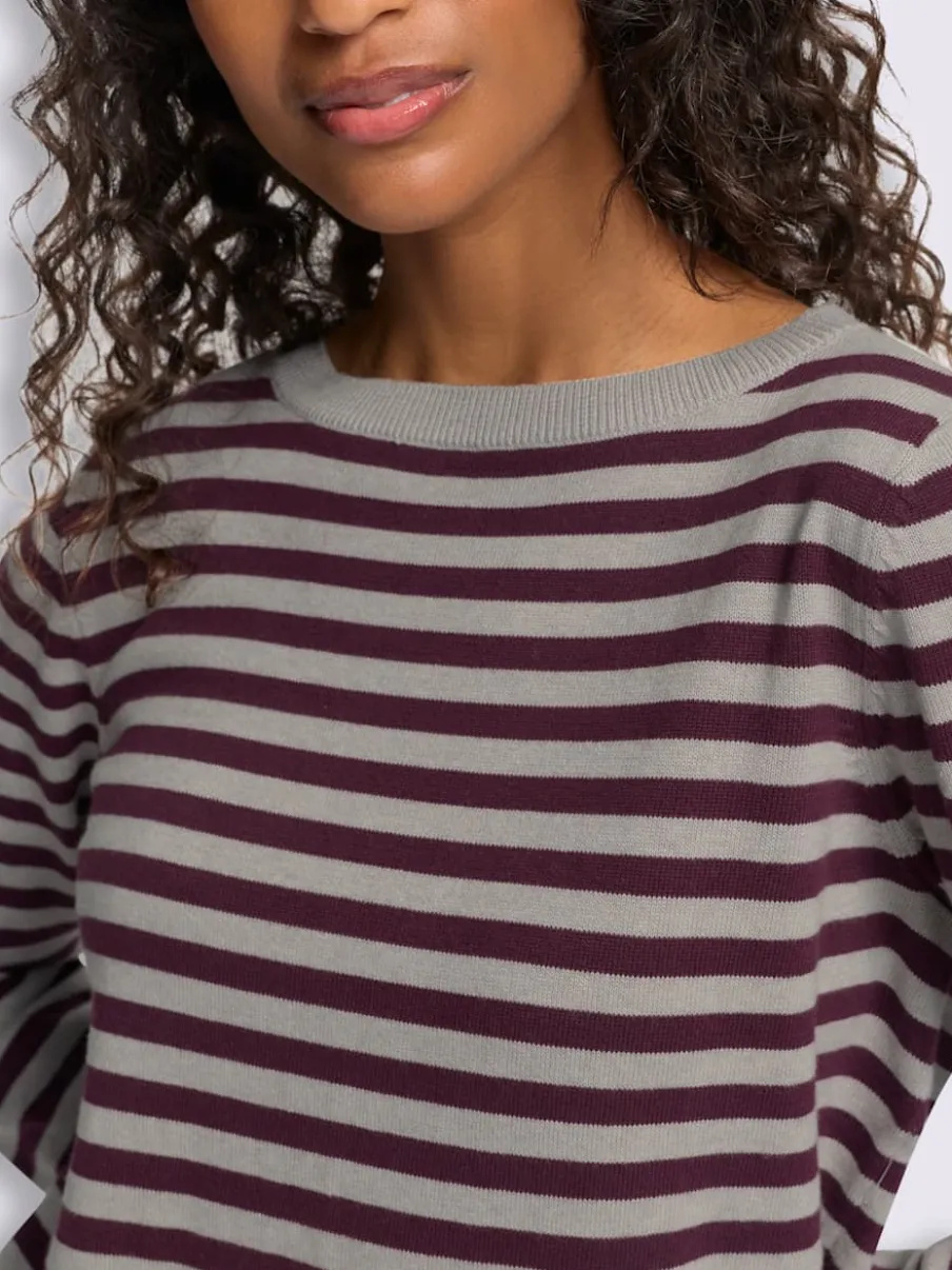 Pull en tricot fin motif à rayures tendance