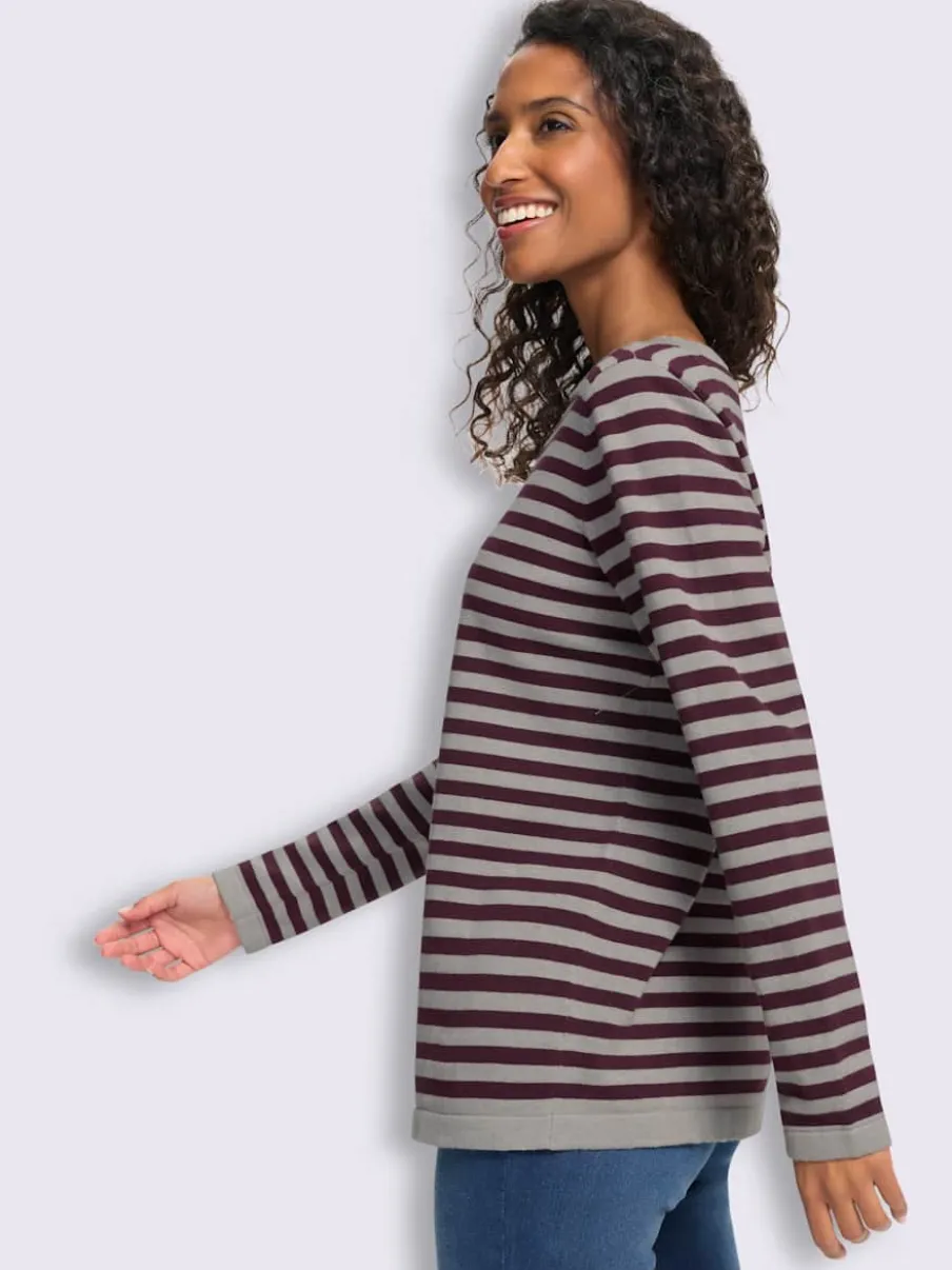 Pull en tricot fin motif à rayures tendance