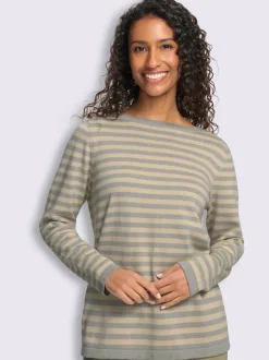 Pull en tricot fin motif à rayures tendance