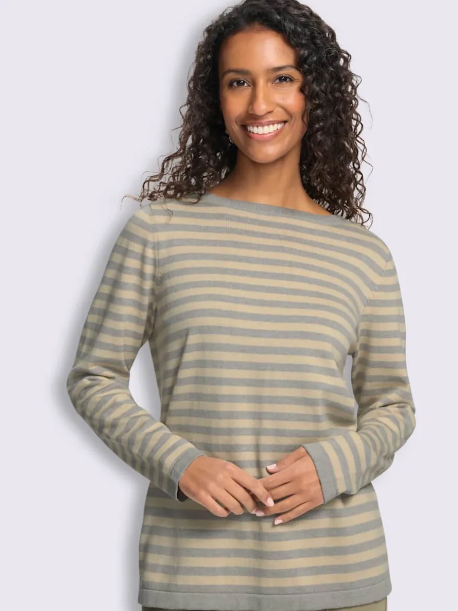 Pull en tricot fin motif à rayures tendance