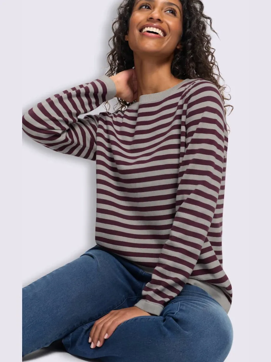 Pull en tricot fin motif à rayures tendance