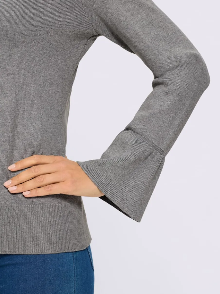 Pull en tricot fin volants originaux aux manches