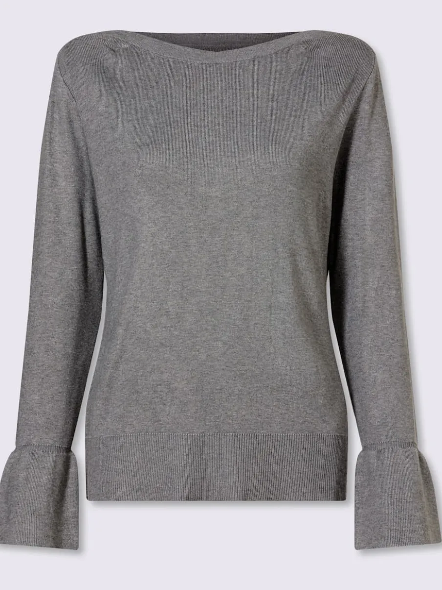 Pull en tricot fin volants originaux aux manches