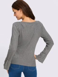 Pull en tricot fin volants originaux aux manches