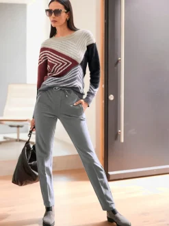 Pull en tricot jacquard avec col rond et manches longues