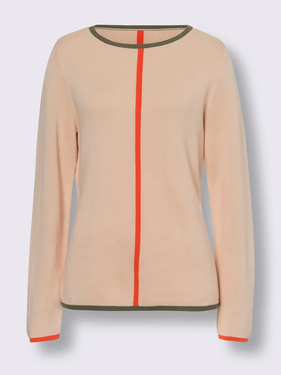 Pull en tricot jacquard avec col rond et manches longues