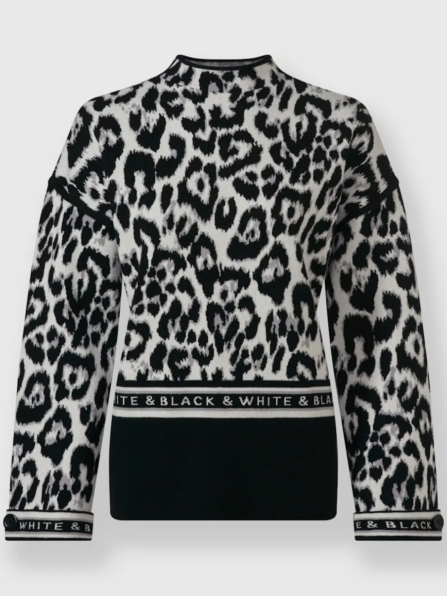 Pull en tricot jacquard motif animal et mancherons déco