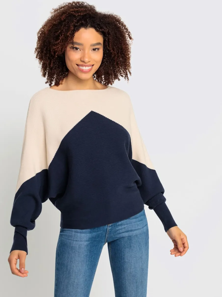 Pull en tricot large à encolure bateau avec bord-côte aux manches