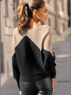 Pull en tricot large à encolure bateau avec bord-côte aux manches
