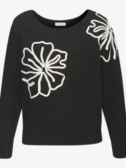 Pull en tricot large à motif floral et encolure ronde