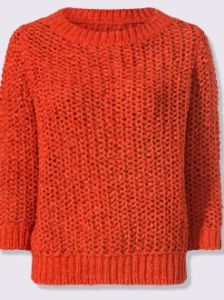 Pull en tricot léger avec col rond et manches 3/4