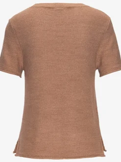 Pull en tricot léger à manches courtes avec fini côtelé et ourlet fendu