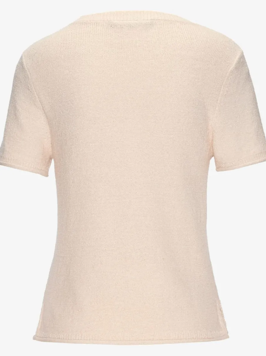 Pull en tricot léger à manches courtes avec fini côtelé et ourlet fendu