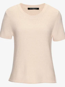 Pull en tricot léger à manches courtes avec fini côtelé et ourlet fendu