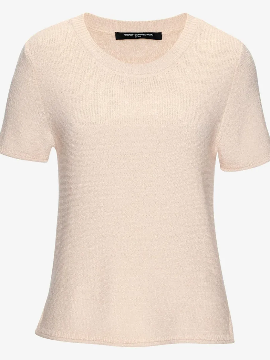 Pull en tricot léger à manches courtes avec fini côtelé et ourlet fendu