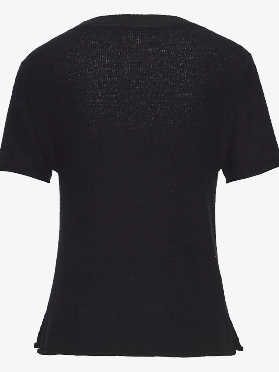 Pull en tricot léger à manches courtes avec fini côtelé et ourlet fendu