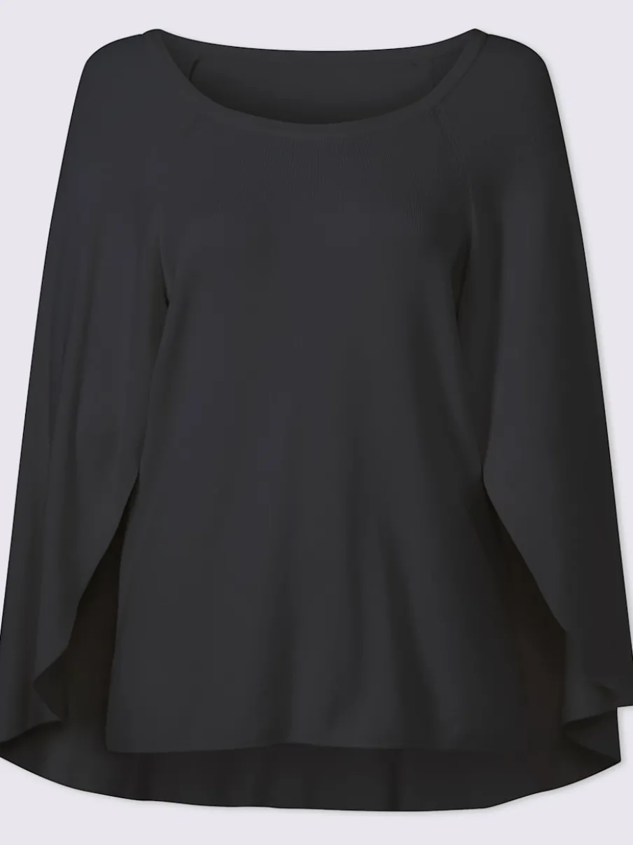 Pull en tricot poncho avec col rond et ourlet arrondi