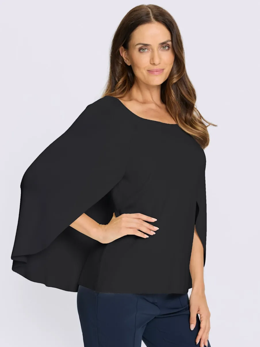 Pull en tricot poncho avec col rond et ourlet arrondi