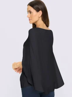 Pull en tricot poncho avec col rond et ourlet arrondi