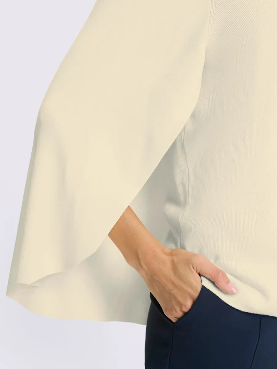 Pull en tricot poncho avec col rond et ourlet arrondi