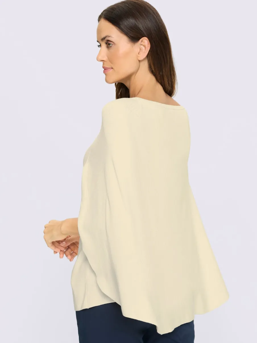 Pull en tricot poncho avec col rond et ourlet arrondi