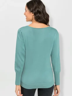 Pull en tricot souple encolure U manches longues