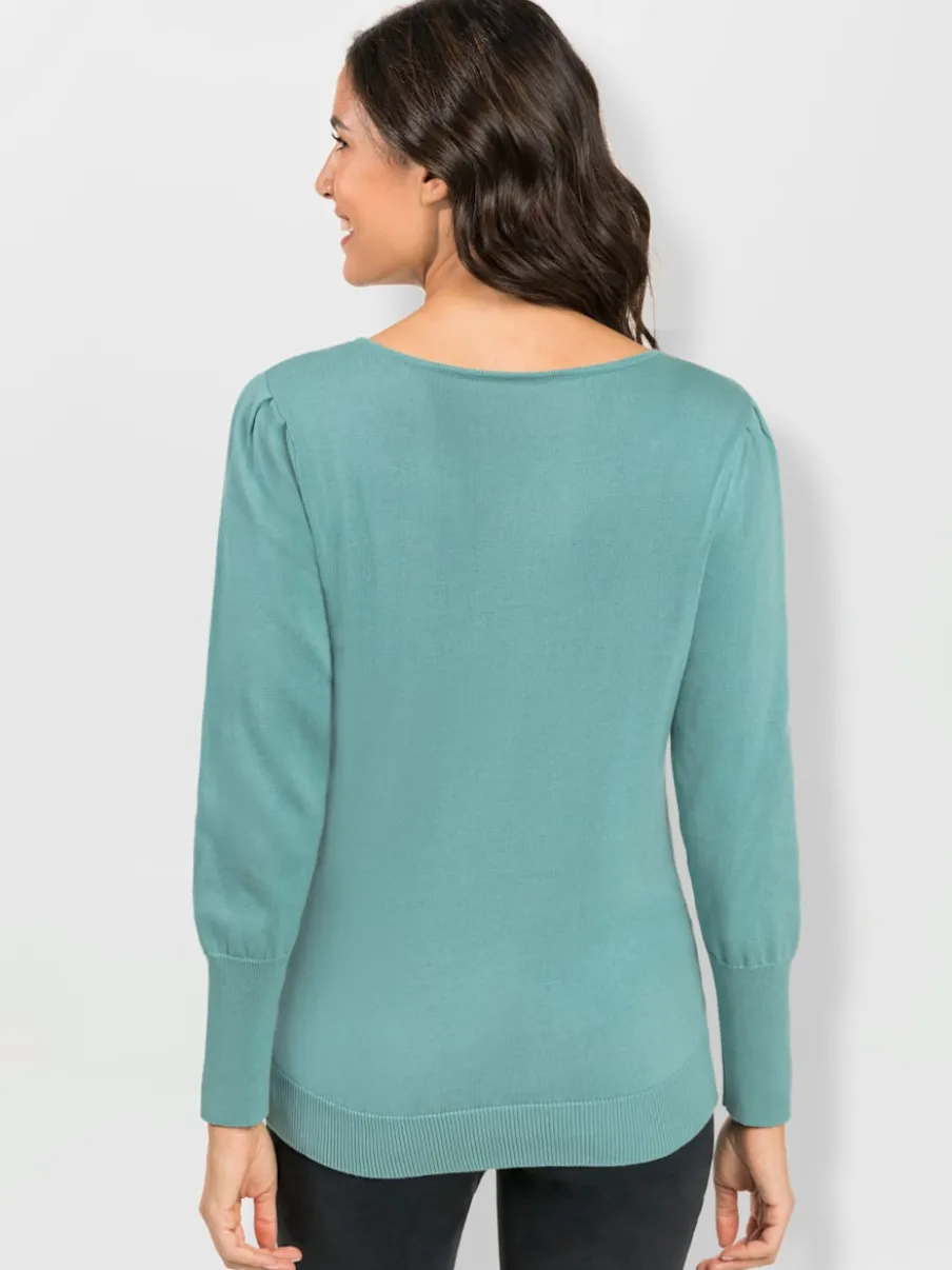 Pull en tricot souple encolure U manches longues
