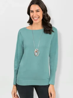 Pull en tricot souple encolure U manches longues