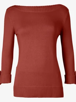 Pull femme col en U manches 3/4 avec boutons