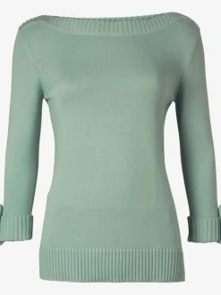 Pull femme col en U manches 3/4 avec boutons