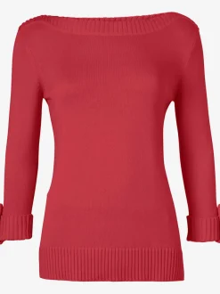 Pull femme col en U manches 3/4 avec boutons