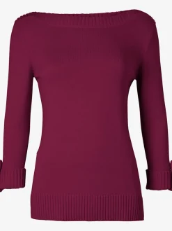 Pull femme col en U manches 3/4 avec boutons