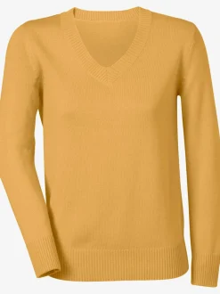 Pull femme col en v classique et finition côtelée