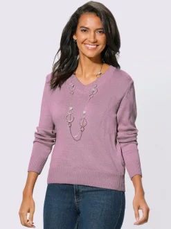 Pull femme col en v classique et finition côtelée