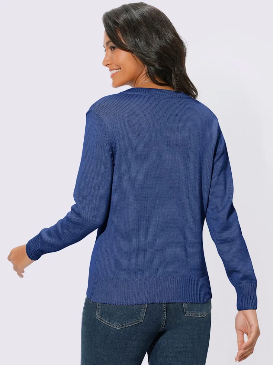 Pull femme col en v classique et finition côtelée