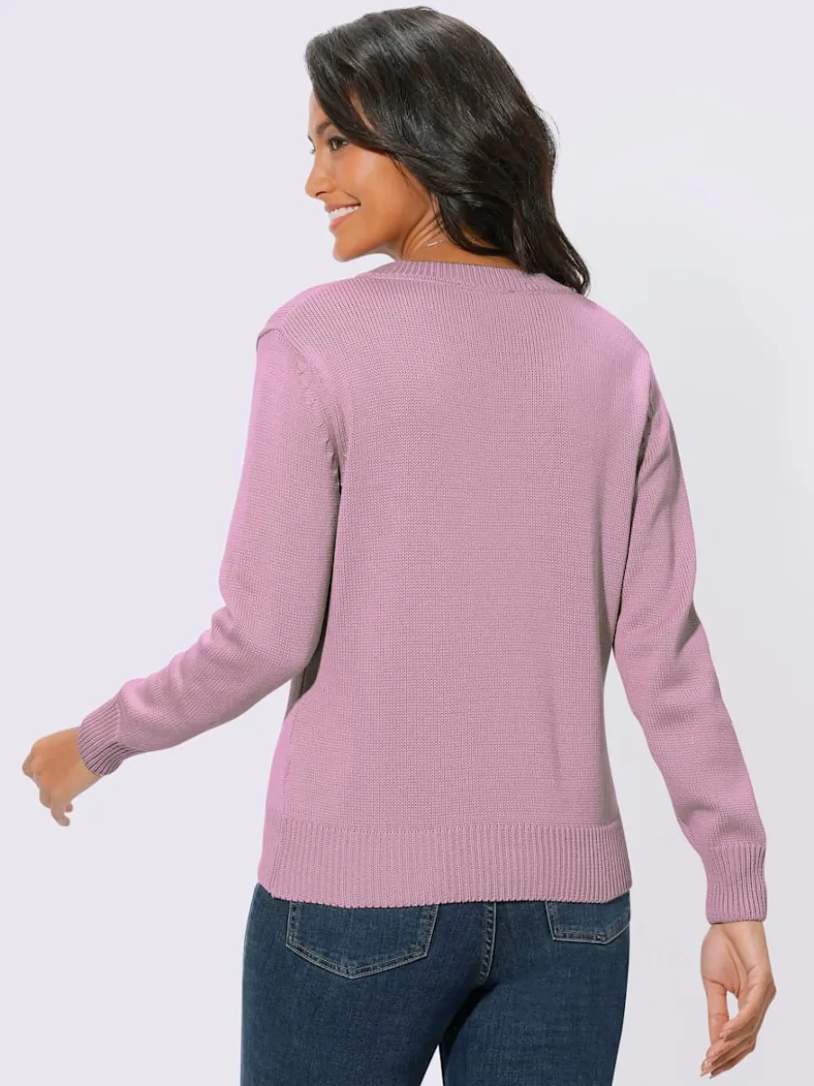 Pull femme col en v classique et finition côtelée