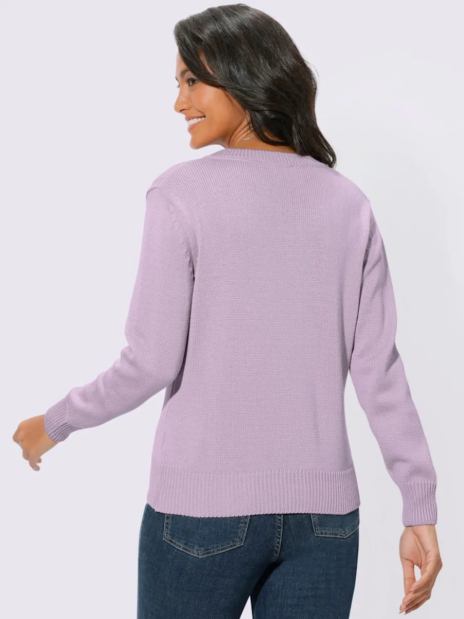 Pull femme col en v classique et finition côtelée