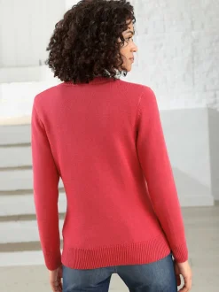 Pull femme col en v classique et finition côtelée
