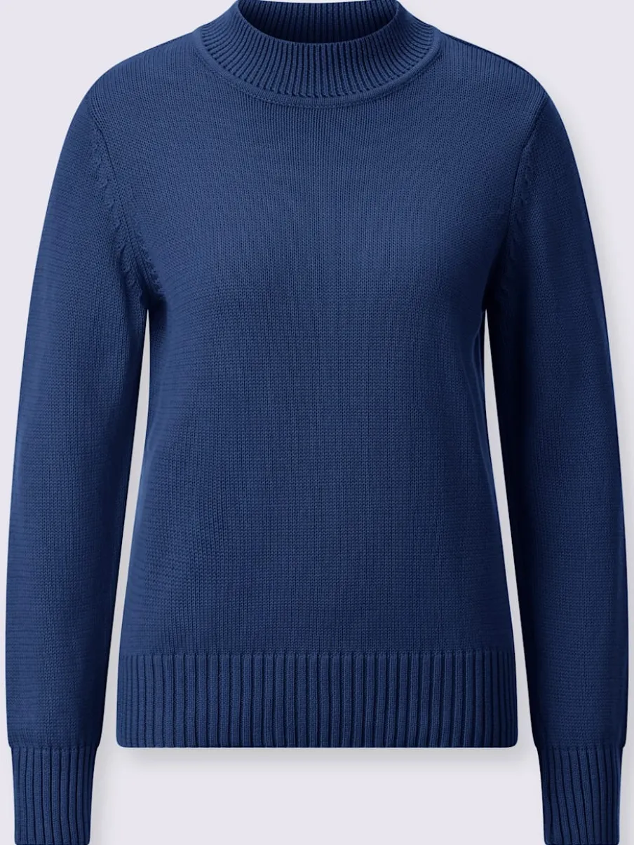 Pull féminin col tortue manches longues finitions côtelées