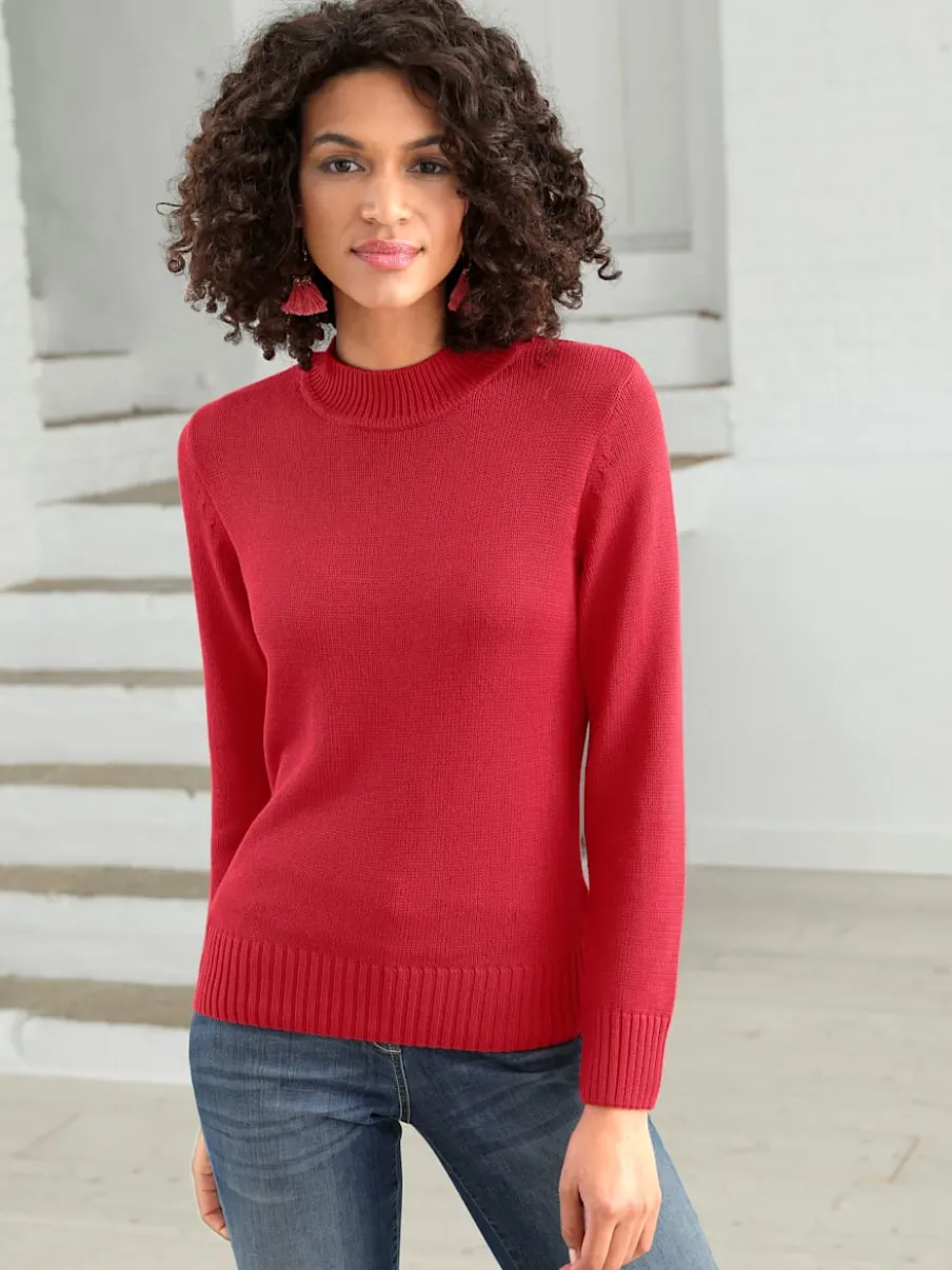 Pull féminin col tortue manches longues finitions côtelées