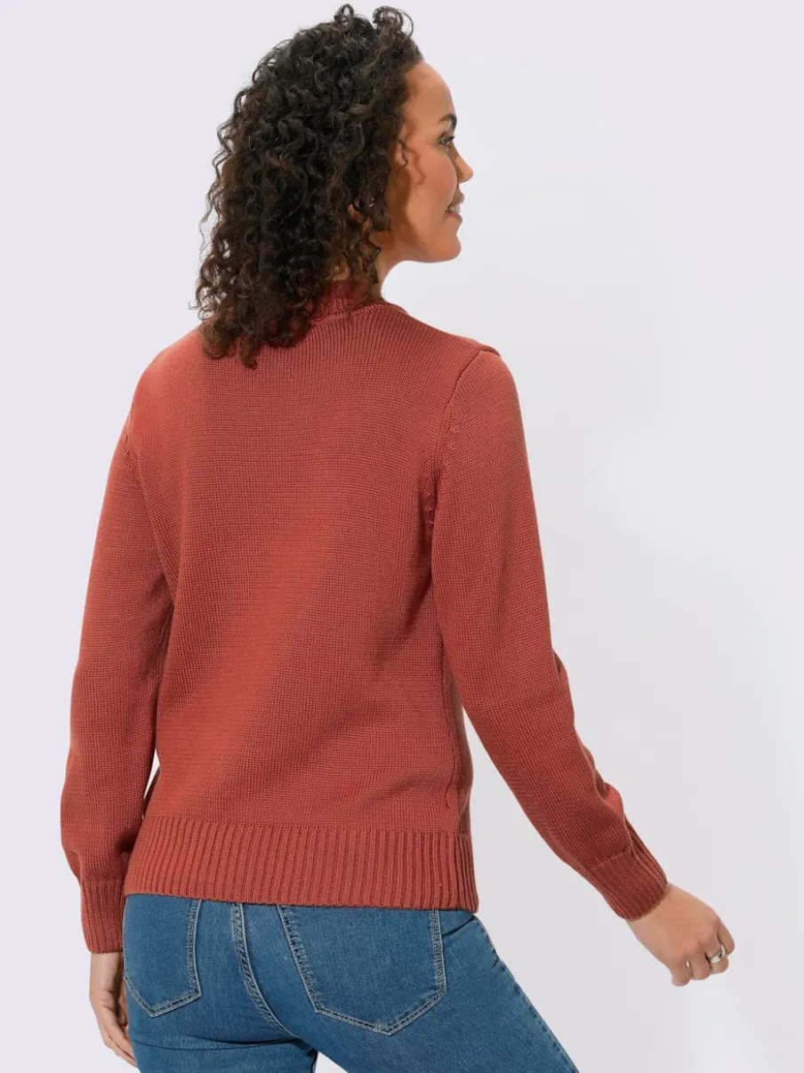 Pull féminin col tortue manches longues finitions côtelées