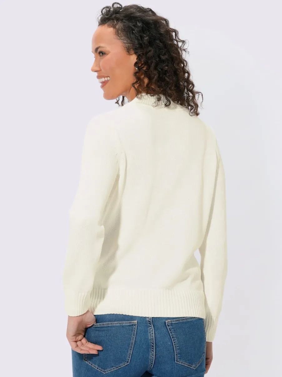 Pull féminin col tortue manches longues finitions côtelées