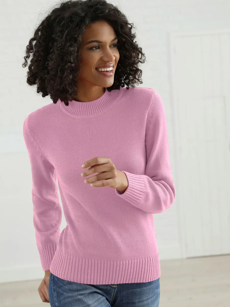 Pull féminin col tortue manches longues finitions côtelées