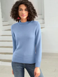 Pull féminin col tortue manches longues finitions côtelées