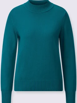 Pull féminin col tortue manches longues finitions côtelées