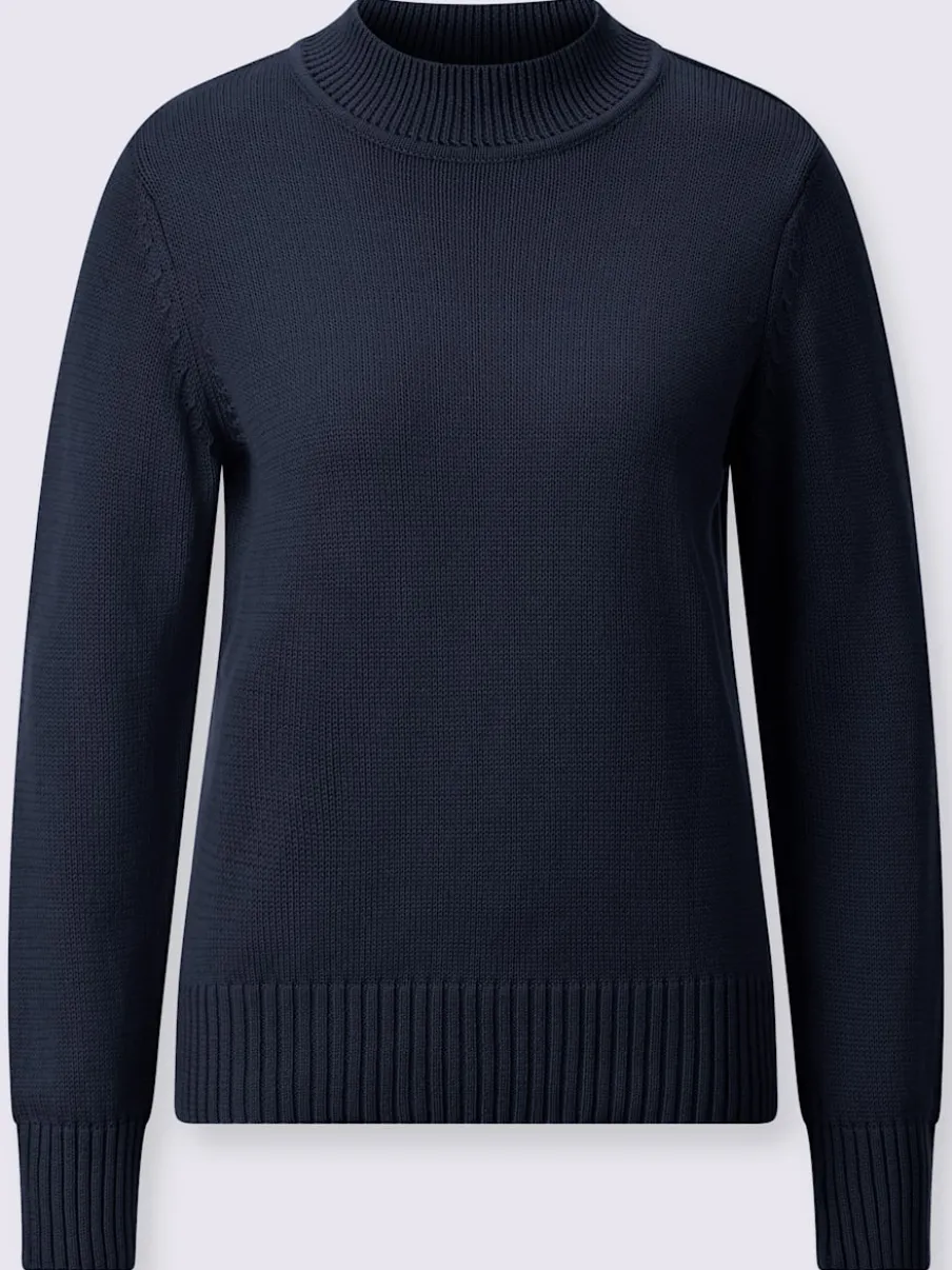 Pull féminin col tortue manches longues finitions côtelées