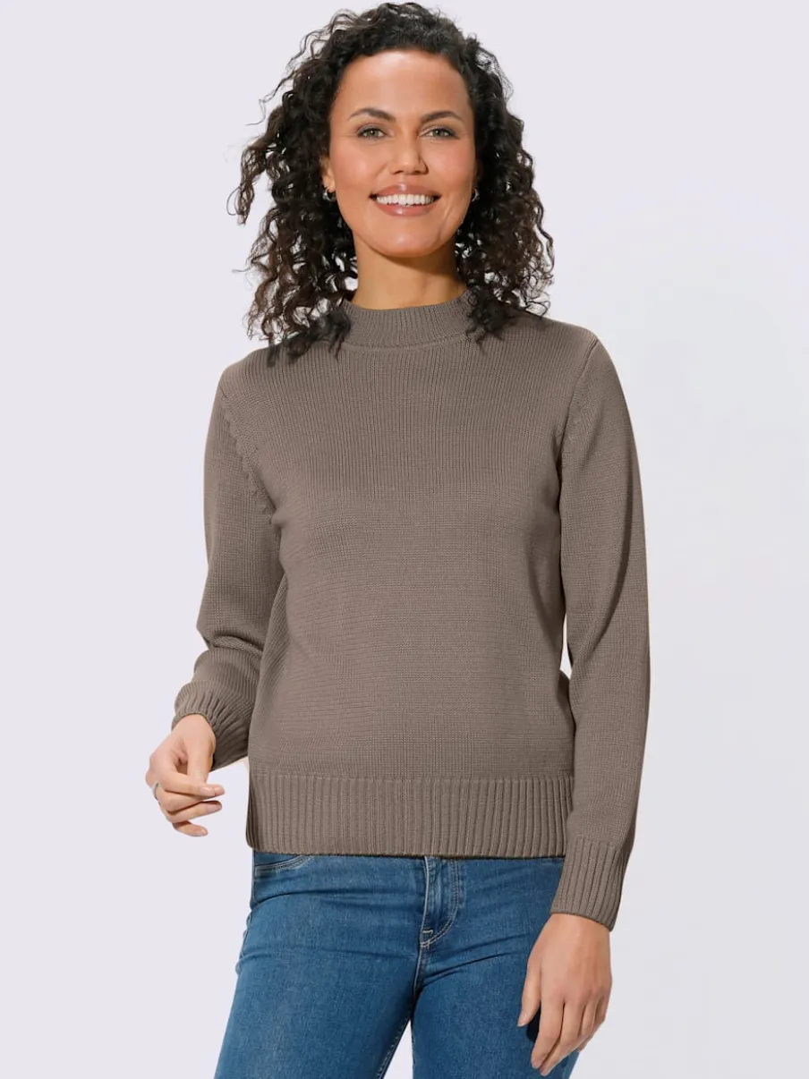 Pull féminin col tortue manches longues finitions côtelées