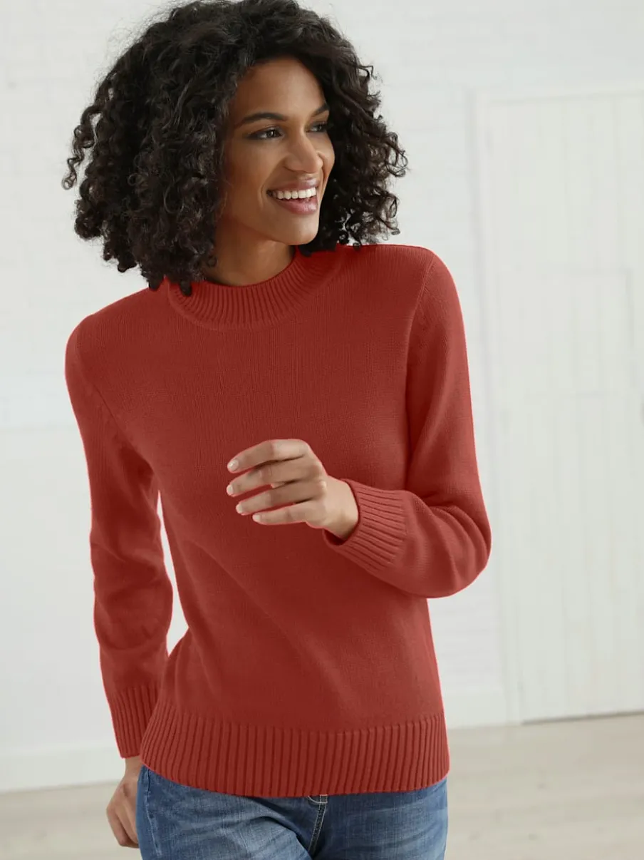Pull féminin col tortue manches longues finitions côtelées